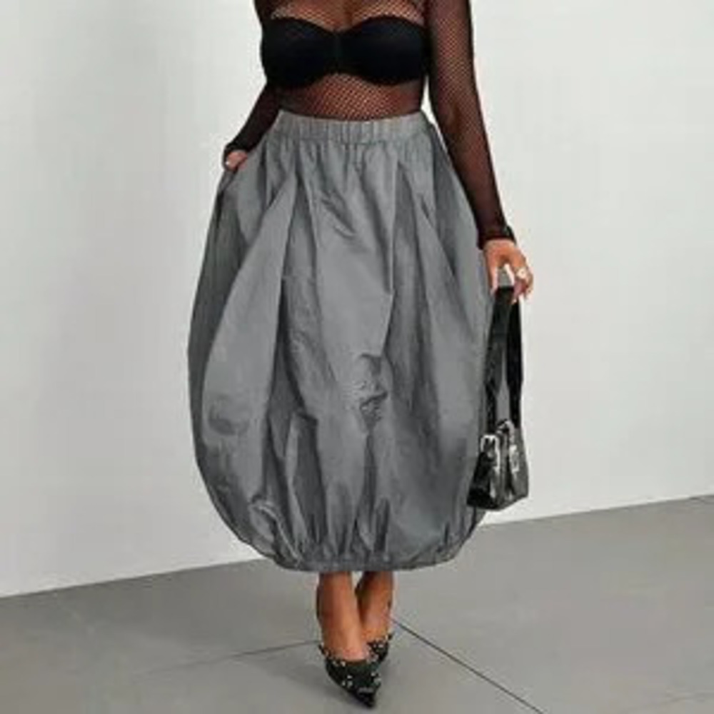 Grey Casual Women's Plus Size Minimalist Skirt